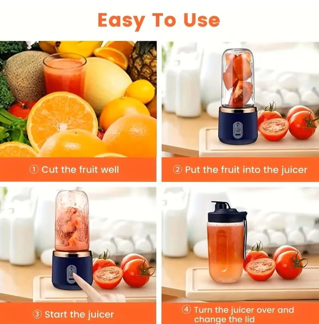 Portable Blender Pro 6-Blade Fruit Juicer Usb Rechargeable Fruit Juicer, Mixers For Shakes, Lightweight Blenders (Multicolor)