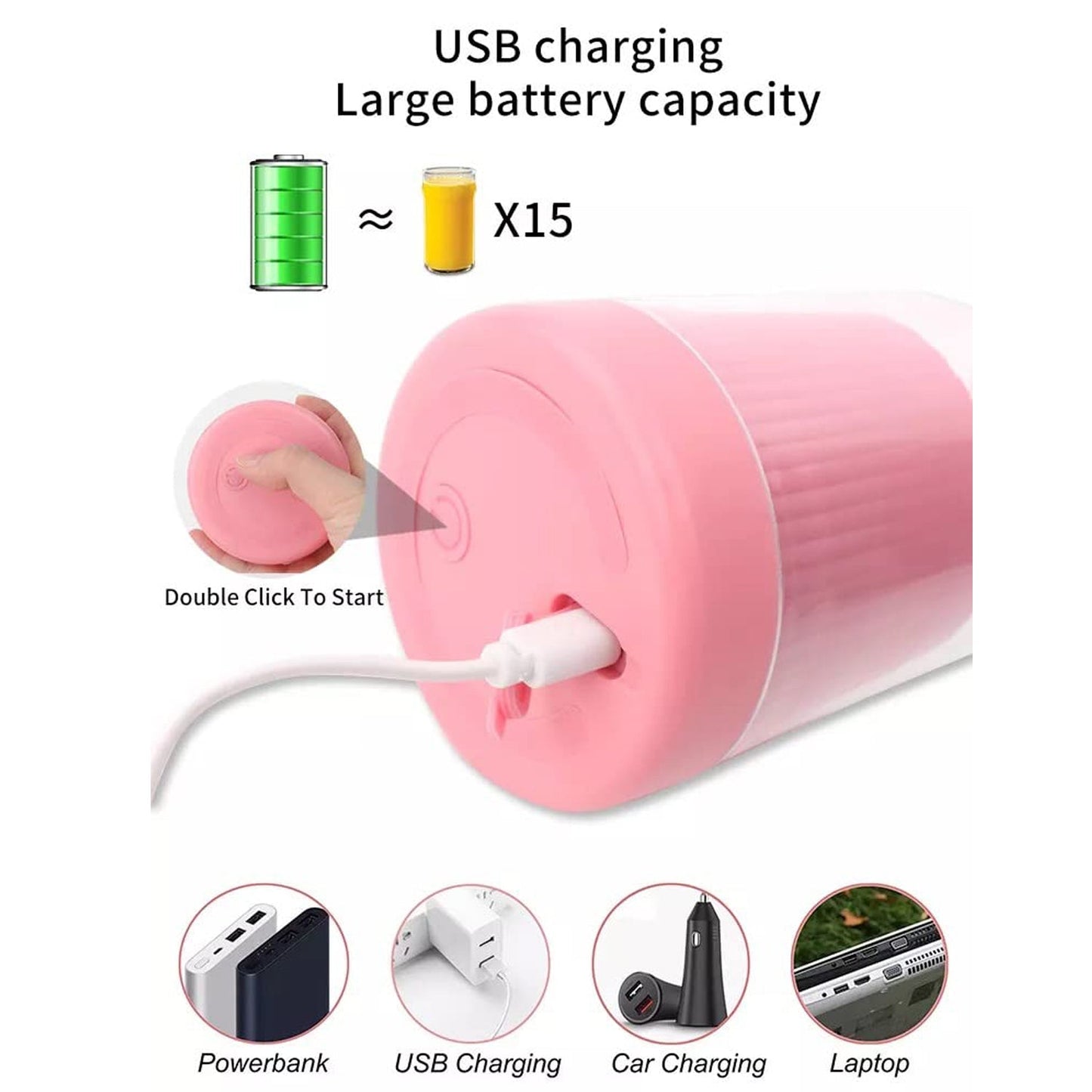 Fresh Juice Anywhere – Portable Power Blender(500 ml)