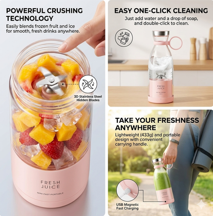 Fresh Juice Anywhere – Portable Power Blender(500 ml)
